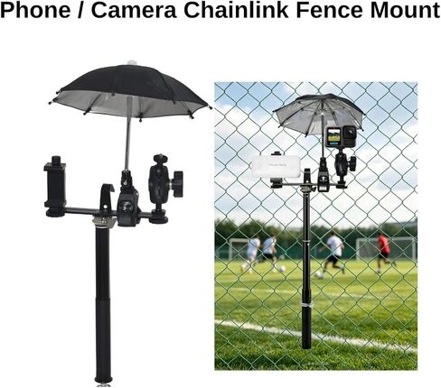 Fotoleey Backstop Camera Mount Cell Phone Fence Mount for iPhone, GoPro Hero 13/12, Mevo Start for Recording Baseball, Softball and Tennis Games, Support Recording While Charging, with Sun Guard in Kuwait