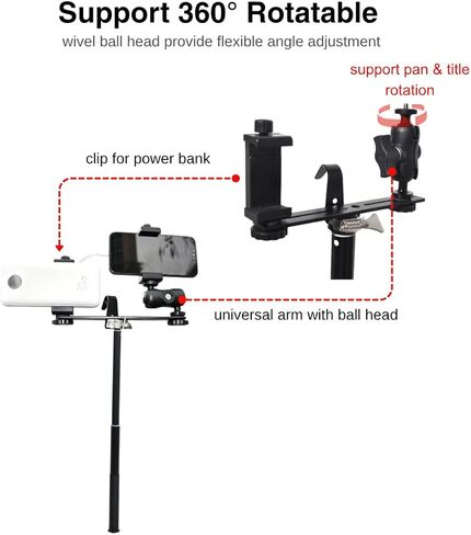 Fotoleey Backstop Camera Mount Cell Phone Fence Mount for iPhone, GoPro Hero 13/12, Mevo Start for Recording Baseball, Softball and Tennis Games, Support Recording While Charging, with Sun Guard in Kuwait