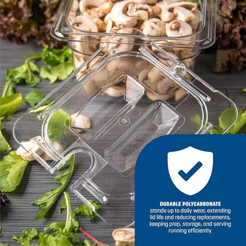 منتجات Carlisle FoodService 10311U07 StorPlus الحجم السادس من البولي كربونات غطاء وعاء طعام مسنن بمقبض عالمي، شفاف in Saudi Arabia