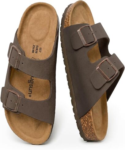 AugSun Cork Footbed Sandals for Women 2026 - Adjustable Double Buckle Slides with Arch Support, Latex Cushion Insole & Comfort in Kuwait
