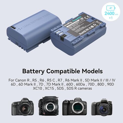 SMALLRIG 2400mAh Repalcement USB-C Battery and Battery Charger for Canon in Kuwait