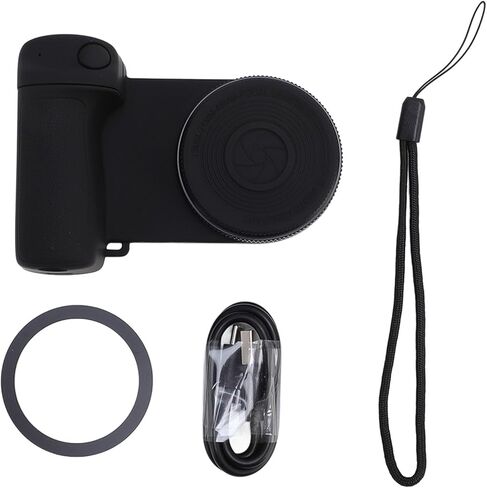 Smartphone Handle, Wireless Remote Control Camera Grip with Fill Light Mirror for Live Streaming Photography and Selfies Detachable Bracket Non Slip ABS Grip Up to 30 Meters in Kuwait