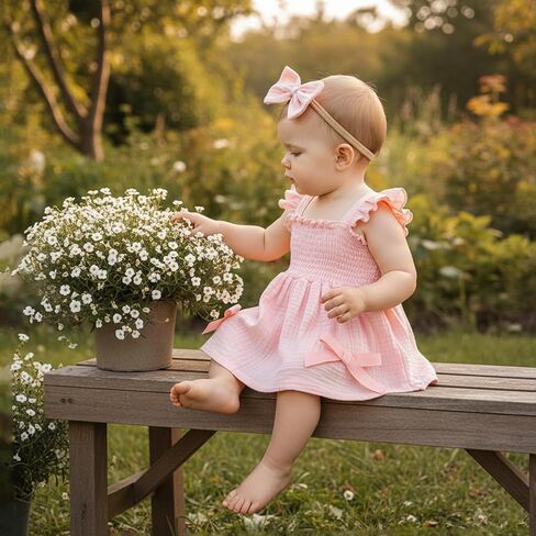 Newborn Baby Girl Romper Dress Solid Color Sleeveless Jumpsuit Bodysuit Headband Summer Clothes Set in Saudi Arabia