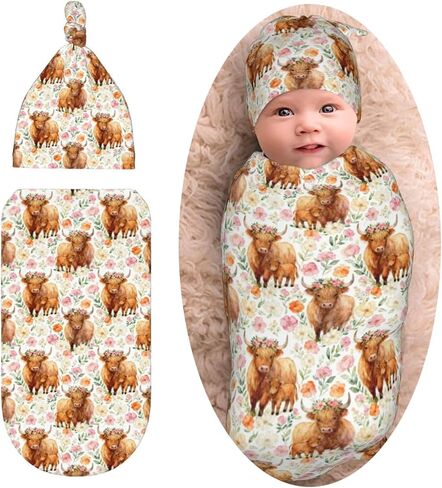 بطانية قماط من Western Baby Stuff مع قبعة، كيس قماط ناعم لحديثي الولادة هدية للاستحمام للأولاد والبنات in Kuwait