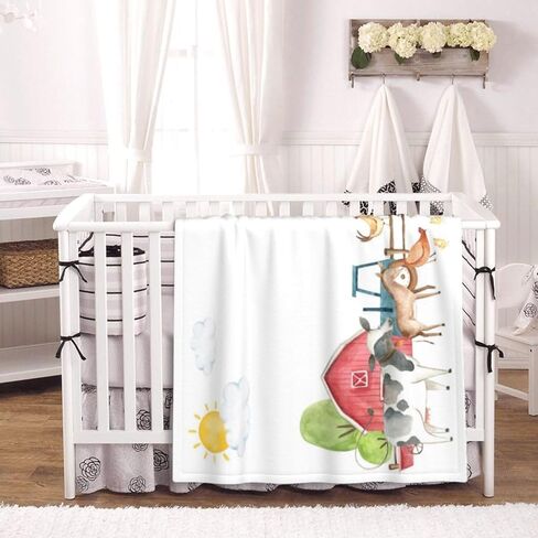 Farm Animals Baby Monthly Blanket for Boys, Cow Newborn Month Blanket, Soft Flannel Photography Background Prop, Personalized Shower Gift, Farm, Cow, Horse, Pig & Chicken in Kuwait
