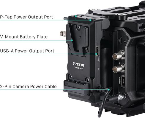 لوحة بطارية قابلة للطي من Tilta متوافقة مع قفص الكاميرا Blackmagic Pyxis 6K/12K | جبل الذهب | تصميم دوار قابل للتبديل السريع | 60 واط USB-C PD | صنبور P مزدوج | إخراج ثنائي الدبوس | مدخل USB-C بقدرة 45 وات | أسود in Kuwait