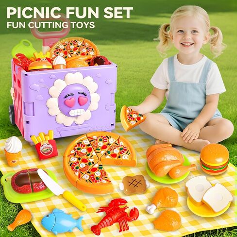 45PCS 3 in 1 Toddler Shopping Cart Trolley Play Set,Kids Grocery Cart-Pretend Play Food Set for Kids Kitchen,Cutting Food ,Preschool Learning Toys, Boys & Girls Birthday Gift for Toddler 3 4 5 6+ in Saudi Arabia