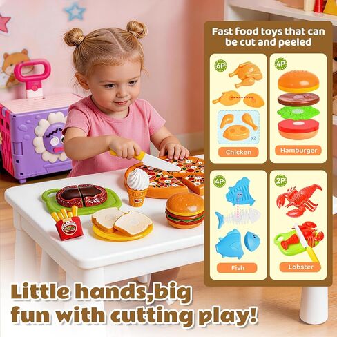 45PCS 3 in 1 Toddler Shopping Cart Trolley Play Set,Kids Grocery Cart-Pretend Play Food Set for Kids Kitchen,Cutting Food ,Preschool Learning Toys, Boys & Girls Birthday Gift for Toddler 3 4 5 6+ in Saudi Arabia
