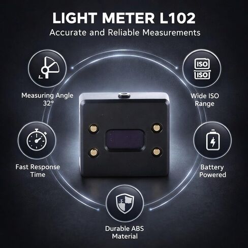 Light Meter Photography Set, Portable Camera Photometer with 32° Reflector, ±3 Exposure Compensation - Lightweight Design, Four Key Operation, Perfect for Hot Cold Shoe Fixing in Kuwait