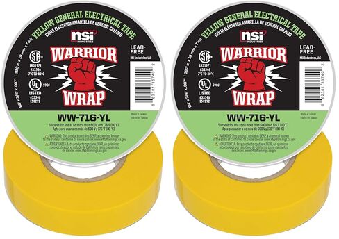 NSI WW-716-YL WarriorWrap General 7 mil Vinyl Electrical Tape, 3/4" Width, 60' Length, Yellow in Kuwait