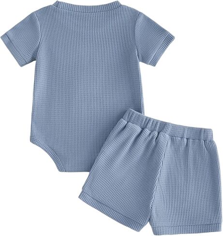 Little Llama Newborn Outfit Baby Boy 2Pcs Summer Clothes Infant Short Sleeve Letter Romper and Waffle Shorts Sets in Kuwait