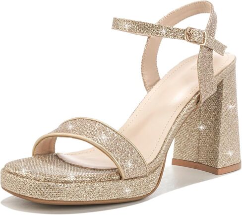 DADAWEN Women's Platform High Heels Block Chunky Square Open Toe Ankle Strap Heeled Sandals Fashion Wedding Party Evening Prom Dance Dress Pump Sandals Shoes in Saudi Arabia