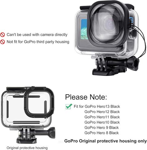فلتر عدسة ماكرو 5X من SOONSUN متوافق مع GoPro Hero 13 12 11 10 9 8 أسود، عدسة ماكرو زجاجية عالية الدقة لغطاء رسمي مقاوم للماء، والغوص تحت الماء والتصوير الأرضي in Kuwait