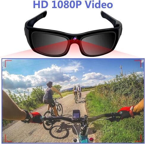 Sunglasses Camera HD 1080P Sport Camera, Sunglasses Videocamera, Bluetooth Sunglasses Cycling Sport Video Camera with Loop Recording and Earphones in Kuwait