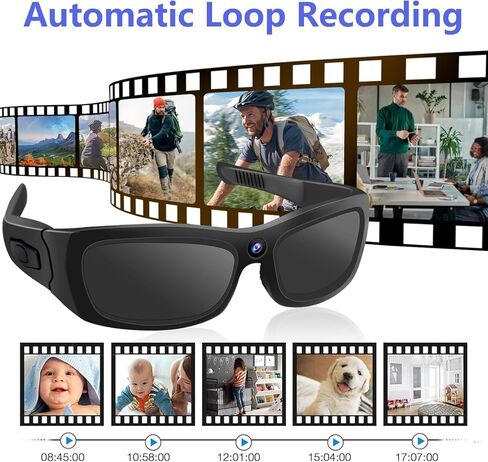 Sunglasses Camera HD 1080P Sport Camera, Sunglasses Videocamera, Bluetooth Sunglasses Cycling Sport Video Camera with Loop Recording and Earphones in Kuwait