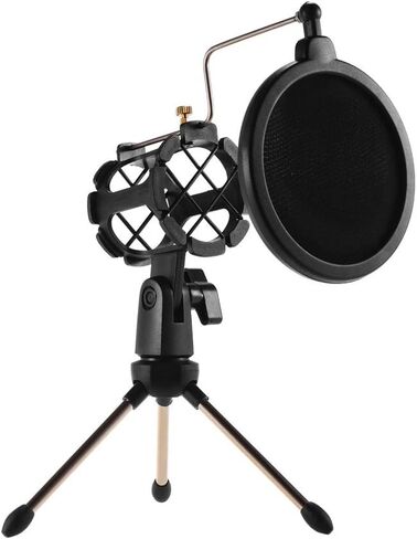 Mini Desktop Microphone Stand + Shock Mount Mic Holder + Filter Kit for Studio Recording Online Chatting Singing Meeting in Kuwait
