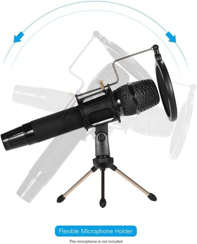 Mini Desktop Microphone Stand + Shock Mount Mic Holder + Filter Kit for Studio Recording Online Chatting Singing Meeting in Kuwait