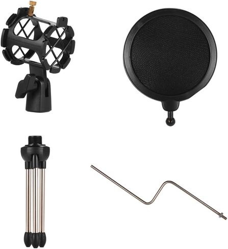 Mini Desktop Microphone Stand + Shock Mount Mic Holder + Filter Kit for Studio Recording Online Chatting Singing Meeting in Kuwait
