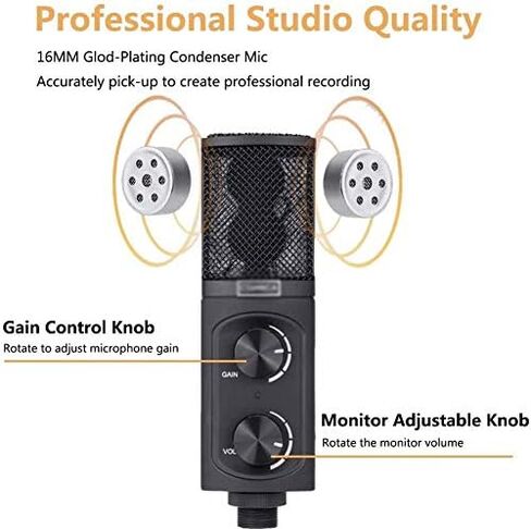 Condenser Microphone for Type C Smartphone/Computer, Studio Recording Microphone for Live-Stream, Podcaster in Kuwait