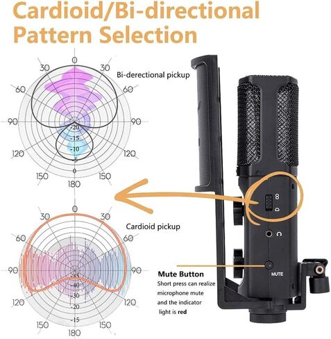 Condenser Microphone for Type C Smartphone/Computer, Studio Recording Microphone for Live-Stream, Podcaster in Kuwait