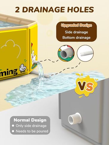 VBABY Collapsible Baby Bathtub, Portable Toddler Bathtub with 2 Drain Holes, Foldable Baby Tubs for Infants to Toddler, Travel Baby Tubs, Easy to Clean, Yellow in Kuwait