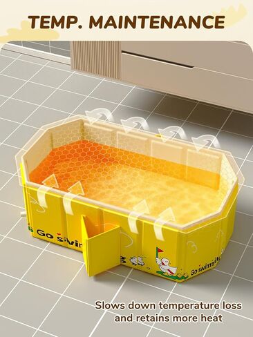 VBABY Collapsible Baby Bathtub, Portable Toddler Bathtub with 2 Drain Holes, Foldable Baby Tubs for Infants to Toddler, Travel Baby Tubs, Easy to Clean, Yellow in Kuwait