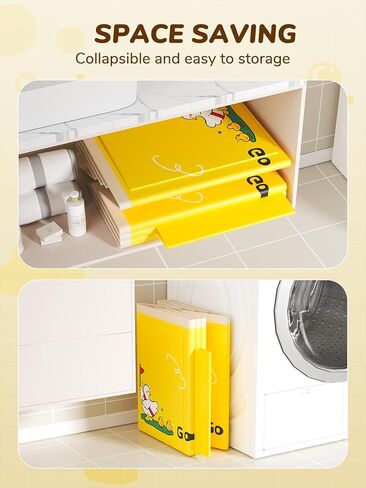 VBABY Collapsible Baby Bathtub, Portable Toddler Bathtub with 2 Drain Holes, Foldable Baby Tubs for Infants to Toddler, Travel Baby Tubs, Easy to Clean, Yellow in Kuwait