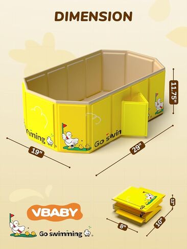 VBABY Collapsible Baby Bathtub, Portable Toddler Bathtub with 2 Drain Holes, Foldable Baby Tubs for Infants to Toddler, Travel Baby Tubs, Easy to Clean, Yellow in Kuwait