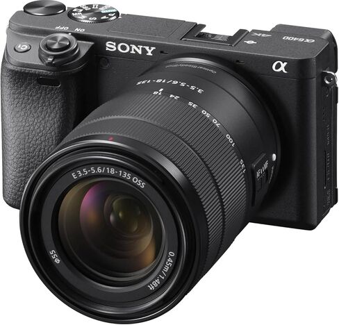 Sony a6400 Mirrorless Camera with 18-135mm Lens Bundle + Wireless Microphone System + Accessory Package Including 64GB Extreme Memory, U-Grip, Case, Tripod, Software and More (30 Items) in Kuwait