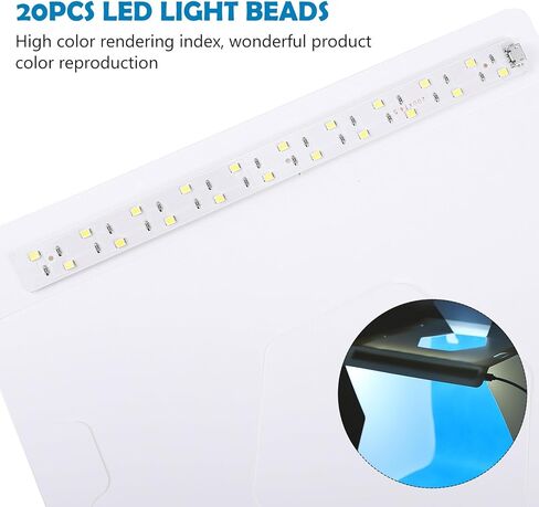 صندوق إضاءة صغير LED للتصوير الفوتوغرافي من COHEALI مقاس 20 سم مع خلفيات صور قابلة للطي للمجوهرات وتصوير الاستوديو، خيمة استوديو صور محمولة مع إضاءة قابلة للتعديل لتصوير المنتج in Kuwait