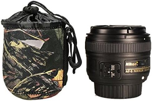 Foto&Tech بطانة إضافية سهلة الإغلاق برباط مموه من النيوبرين غطاء حقيبة عدسة الكاميرا متوافق مع Canon Nikon Sony Panasonic Fujifilm Olympus Pentax Sigma (صغير) in Kuwait