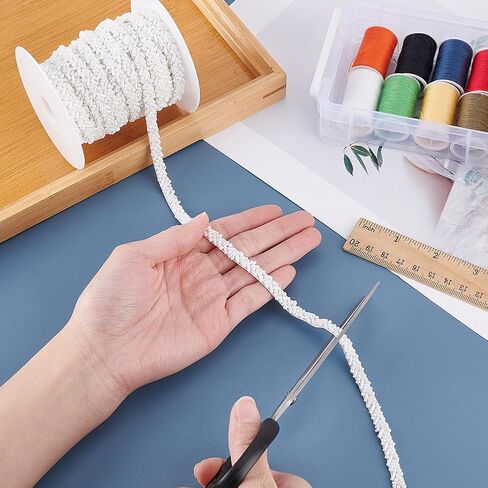 MAYJOYDIY 3.3 Yards White Beaded Pearl Braid Lace Trim 0.3inch Glass Beads Embroidery Lace Ribbon Fashion Decorative Fringe Applique for Costume Dress Wedding Gifts Wrapping DIY Crafts in Saudi Arabia