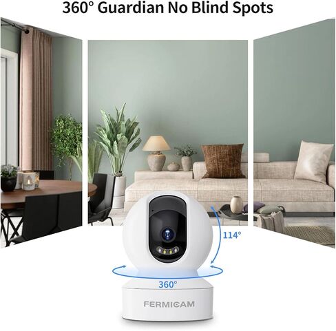 كاميرا أمان داخلية لاسلكية، كاميرات منزلية 360 درجة، كاميرا للحيوانات الأليفة بدقة 1080 HD، كشف الحركة، صوت ثنائي الاتجاه، رؤية ليلية، تخزين سحابي وبطاقة SD، WiFi-2.4G in Kuwait