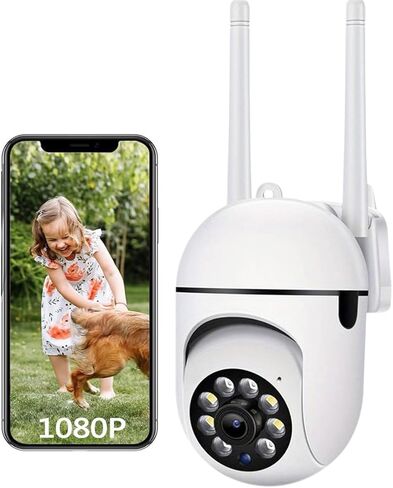 HD1080P Security Camera Dome Rotate 360 View Pan Tilt D-Zoom Motion/Cry Detect Alert,Auto Tracking,3 Night Vision,2 Way Audio,Plug-in,Cloud/Max 256G Card,2.4G WiFi Smart Home Surveillance,No Adapter in Kuwait