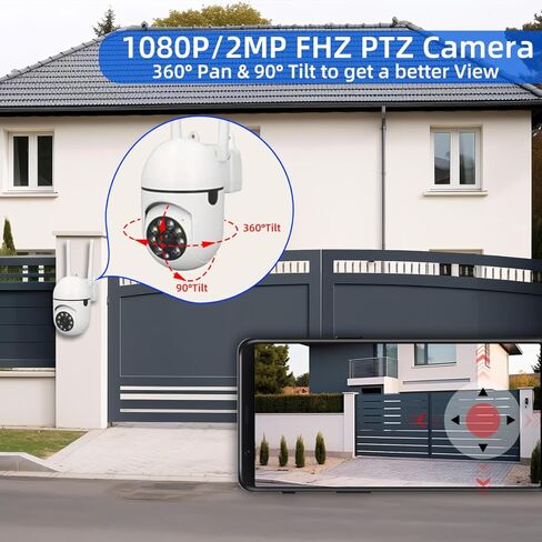 HD1080P Security Camera Dome Rotate 360 View Pan Tilt D-Zoom Motion/Cry Detect Alert,Auto Tracking,3 Night Vision,2 Way Audio,Plug-in,Cloud/Max 256G Card,2.4G WiFi Smart Home Surveillance,No Adapter in Kuwait