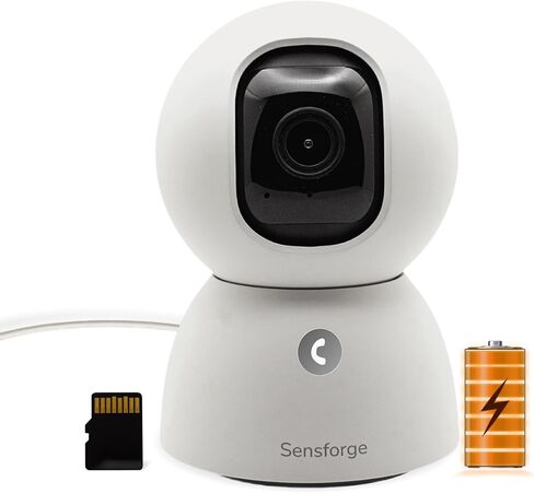 SensForge 2.5K Rechargeable Pan-Tilt Security Camera, 360° Dual-Band WiFi Home Camera, Free AI Human & Pet Detection, 2-Day Cloud + 64GB SD Storage, Two-Way Talk, Optional AI + Storage Upgrade in Saudi Arabia