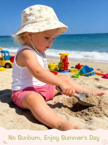 Cooraby 2 Pack Muslin Baby Sun Hat Bucket Hats with Wide Brim Adjustable Beach Hat for Boys Girls in Saudi Arabia
