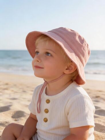 Cooraby 2 Pack Muslin Baby Sun Hat Bucket Hats with Wide Brim Adjustable Beach Hat for Boys Girls in Saudi Arabia