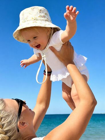 Cooraby 2 Pack Muslin Baby Sun Hat Bucket Hats with Wide Brim Adjustable Beach Hat for Boys Girls in Saudi Arabia