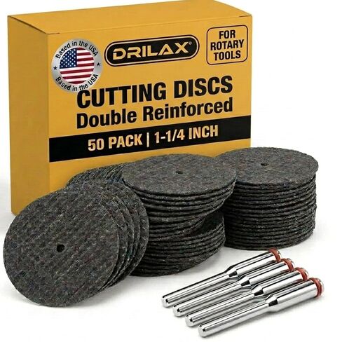 Fiberglass Reinforced Cut-Off Wheels 50 Pieces 1 1/4 inch Diameter Abrasive Cutting Tool Disc with (4) 402 Mandrels Included Rotary Discs Compatible with Dremel 426 426b in Saudi Arabia