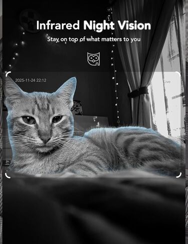 GNCC 2.4GHz Indoor Security Camera, 1080P Home Camera for Pet Monitoring, Motion Detection, Two-Way Audio, IR Night Vision, Easy Install, Cloud Storage Subscription Required, No 5GHz Support(Black-1P) in Kuwait