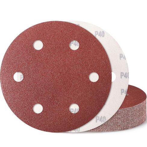 9 Inch 6 Hole Drywall Sanding Disc, 40 Grit 15 PCS Hook and Loop Sandpaper | Aluminum Oxide Sanding Pads Sand Paper for Drywall Sander Wood Metal Glass Plastic Leather Rubber in Saudi Arabia