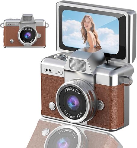 Digital Camera with Flip Screen, Retro Y2K Mini Keychain Camera, Compact Digital Camera with 180° Rotating Screen, Beauty Filter & Image Stabilization, Gift Camera (Black) in Kuwait