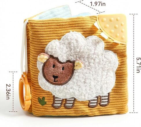 Mamimami Home Soft Baby Book with Teether & Mirror, Sensory Crinkle Cloth Books for Babies 0-12 Months, Montessori Farm Animal Tummy Time Toys, Portable Busy Book, Infant Toy for Newborn Shower Gift in Kuwait