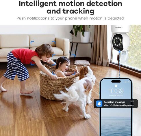 2PCS Smart Security Camera - 2K Home Security Camera, Pan & Tilt 2.4Ghz Indoor, with Person, Vehicle, Animal Detection, Phone App 2-Way Audio, Compatible with Alexa and Google Assistant in Kuwait