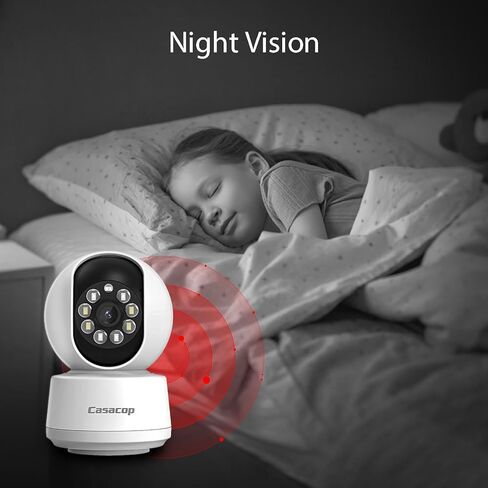 2PCS Smart Security Camera - 2K Home Security Camera, Pan & Tilt 2.4Ghz Indoor, with Person, Vehicle, Animal Detection, Phone App 2-Way Audio, Compatible with Alexa and Google Assistant in Kuwait