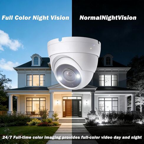 4K 8MP Analog Dome TVI CVI AHD 4 in 1 BNC Security Camera, Full Color Night Vision with 65ft IR Distance, 2.8mm 105° Wide Viewing Angle, Outdoor, Full Metal Housing, ONLY Compatible with 8MP DVR in Kuwait