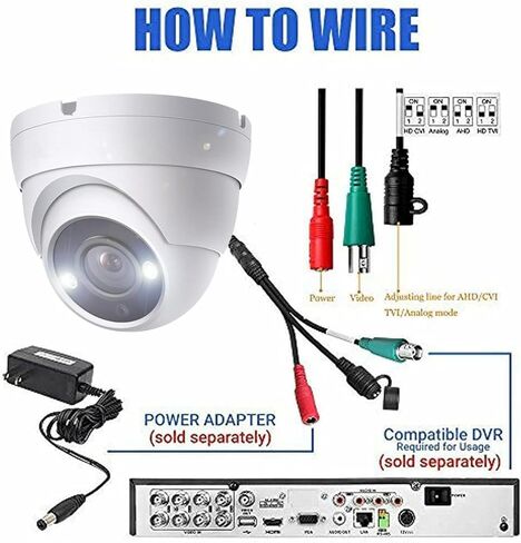 4K 8MP Analog Dome TVI CVI AHD 4 in 1 BNC Security Camera, Full Color Night Vision with 65ft IR Distance, 2.8mm 105° Wide Viewing Angle, Outdoor, Full Metal Housing, ONLY Compatible with 8MP DVR in Kuwait