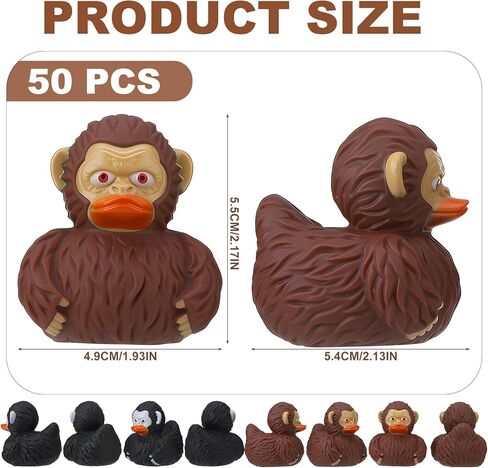 50pcs Sasquatch Rubber Ducks for Jeep Funny Sasquatch Rubber Bath Toys Birthday Party Favors for Cruise Ships (Black,Brown) in Kuwait