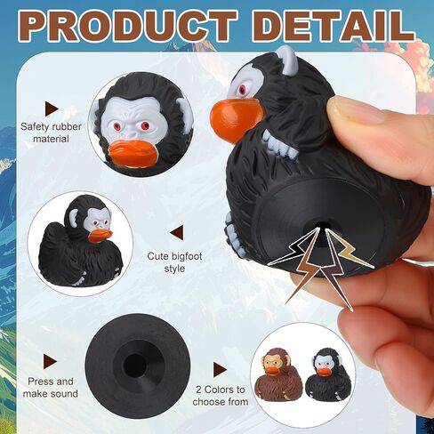 50pcs Sasquatch Rubber Ducks for Jeep Funny Sasquatch Rubber Bath Toys Birthday Party Favors for Cruise Ships (Black,Brown) in Kuwait